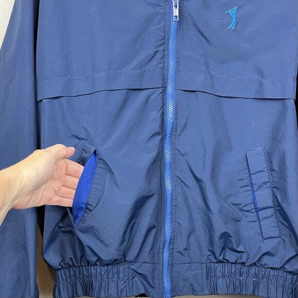 Vintage Radical Rain Gear Windbreaker Zip Jacket Men 2X Blue Pockets Golfer Logo - Picture 5 of 14